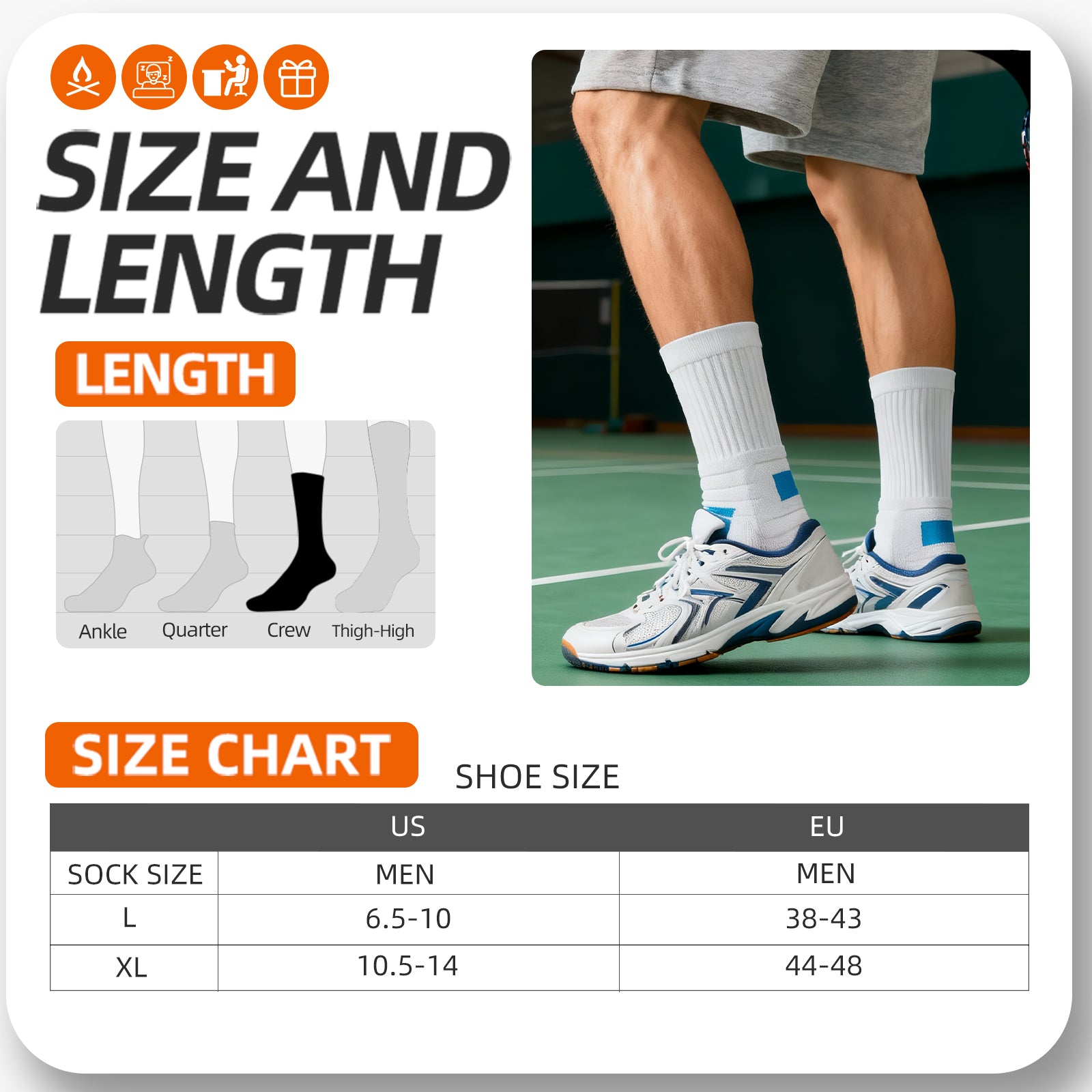 MQAMEX Elite Ultra Light Running Socks-Crew Socks