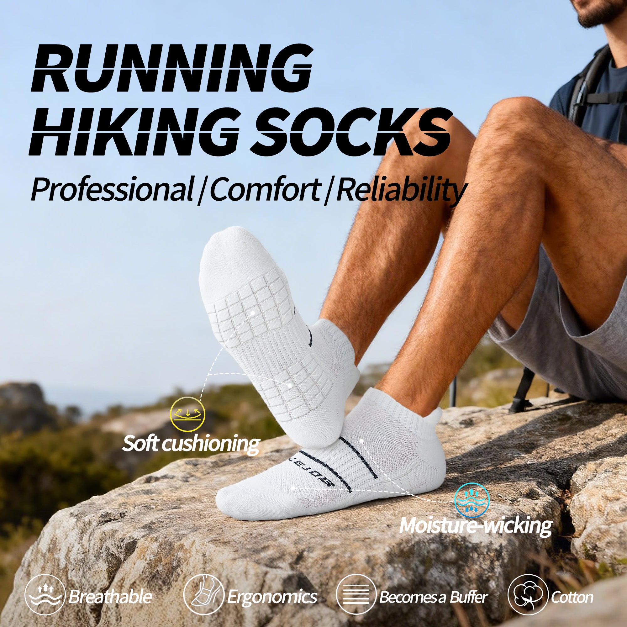 MQAMEX Elite Ultra Light Running Socks-Ankle socks