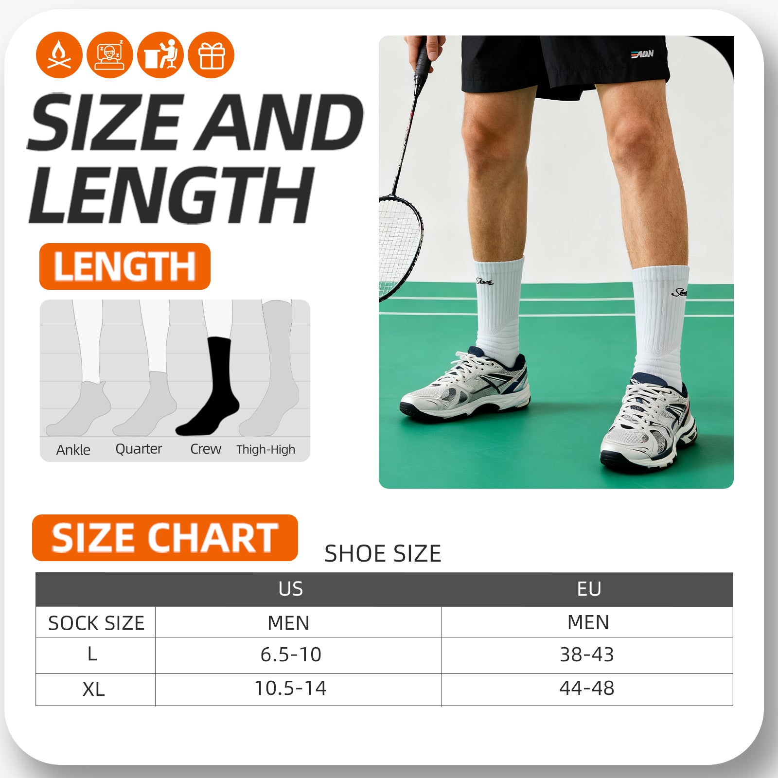 MQAMEX Elite Ultra Light Running Socks-Crew Socks