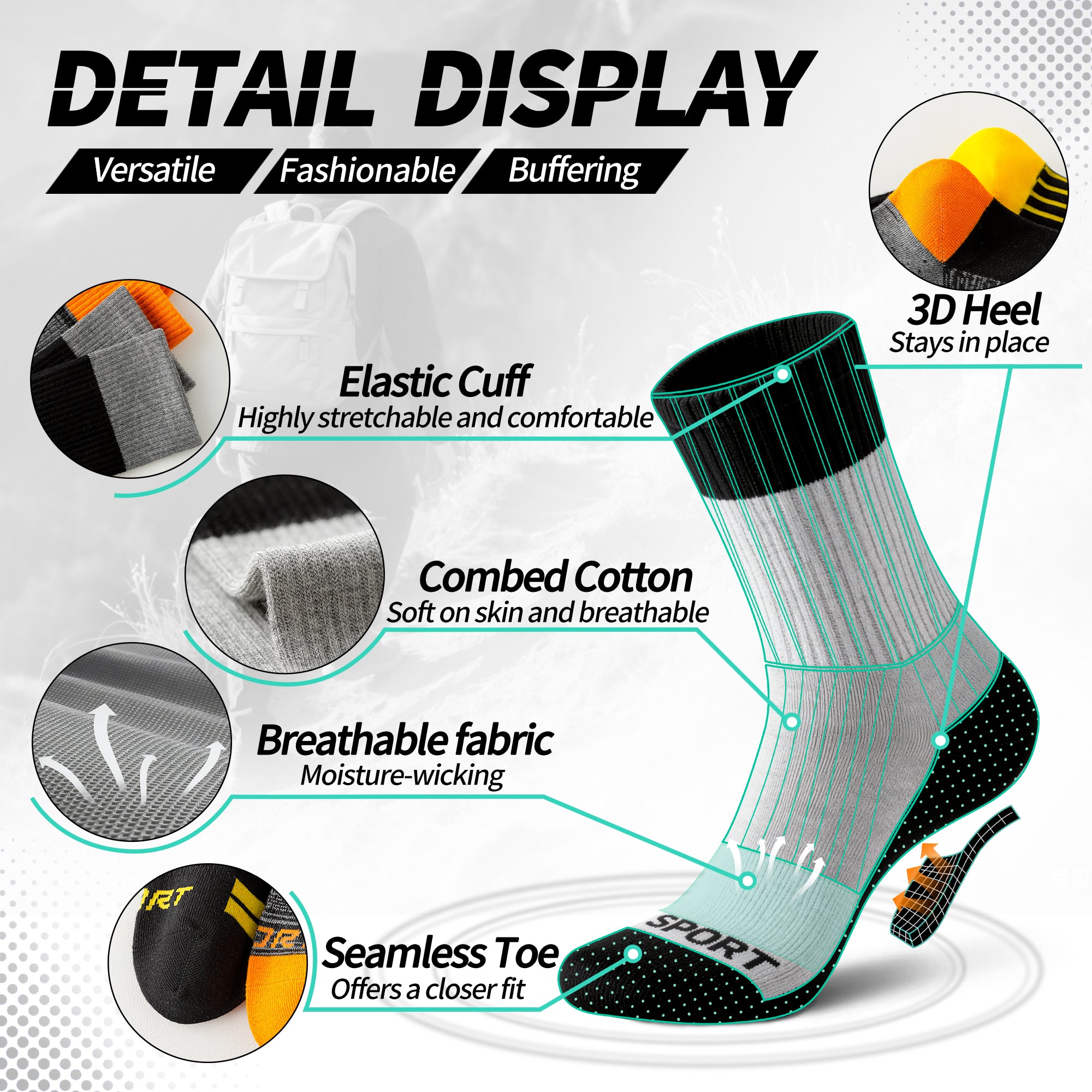 MQAMEX Elite Ultra Light Calcetines de Tenis + Pickleball-Calcetines Mini Crew