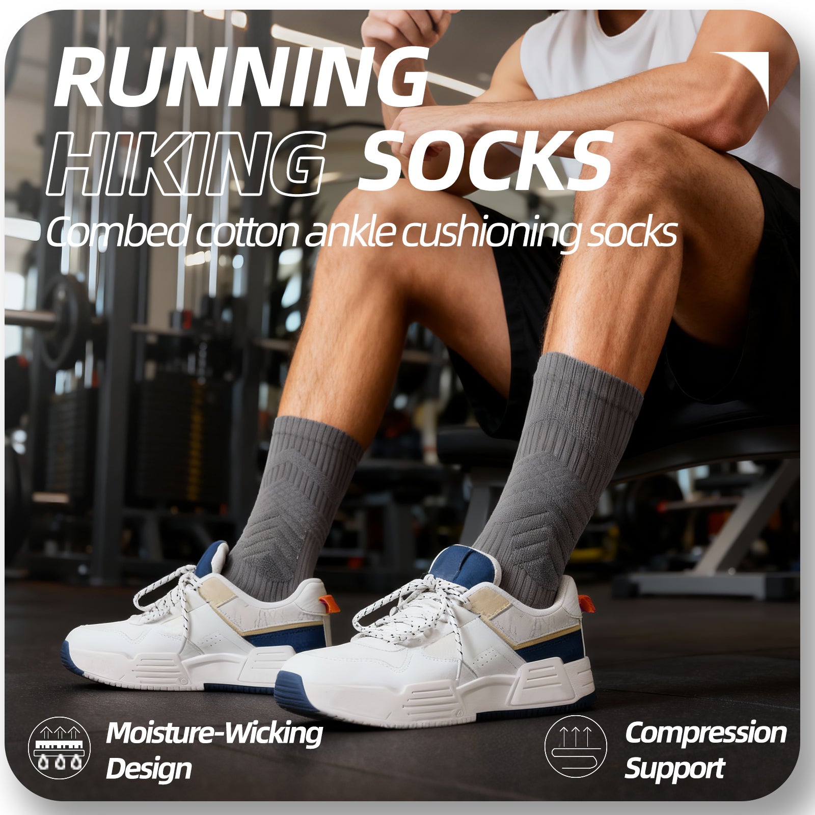 MQAMEX Elite Ultra Light Tennis + Pickleball Socks-Crew Socks